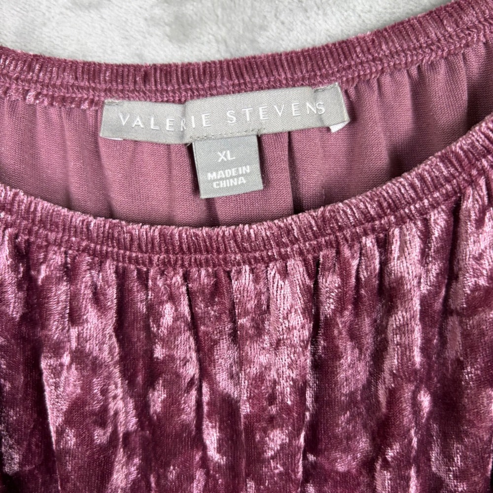 Valerie Stevens Crushed Velvet Bell Sleeve Top XL Boho Party Blouse Pink - Picture 3 of 10